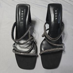 AQUA Sz 8  Women's Black Bow High Heel